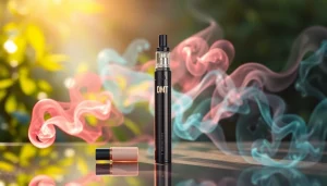 Find out where to buy dmt with this stylish DMT vape pen against an ethereal backdrop.