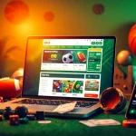 bk860s.com showcases a modern online gambling setup with a sleek interface, vibrant gaming elements, and sports memorabilia.